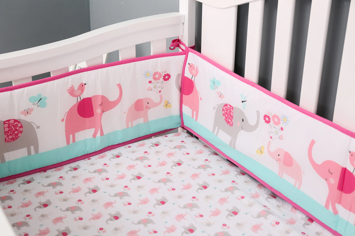 Crib Rail Cover Set and Baby Crib Liner  Baby Bumperless Crib Cot Protector Infant Bebe Bedding Set