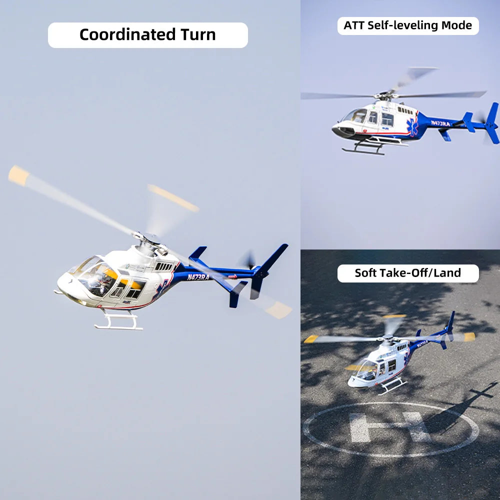 FLYWING Bell407 Scale RC Helicopter ACE Flight Control 6CH GPS FLY WING Bell 407 RC Helicopter LED Light Quick Release Rotor RTF