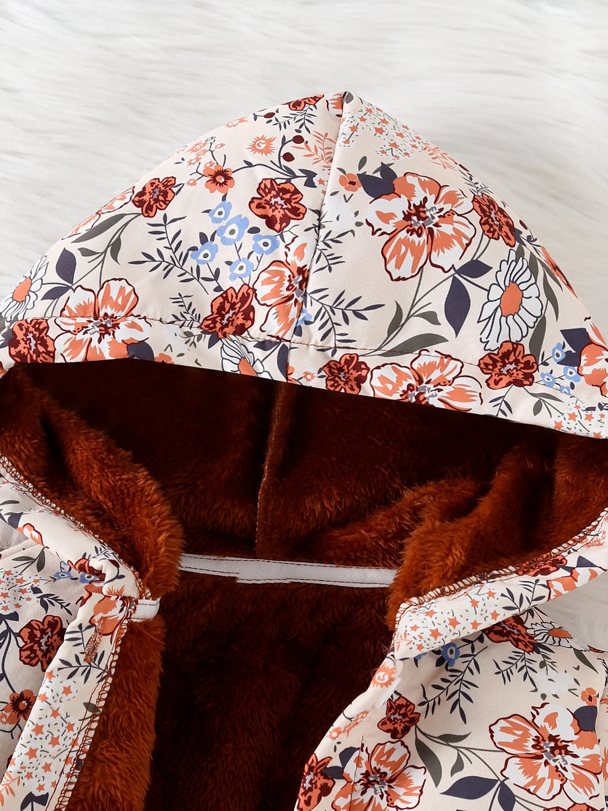 Autumn/Winter New Women's Children's Fashion Full Print Flower Print Fleece Lined Thickened Hooded Jacket For Daily Casual Wear
