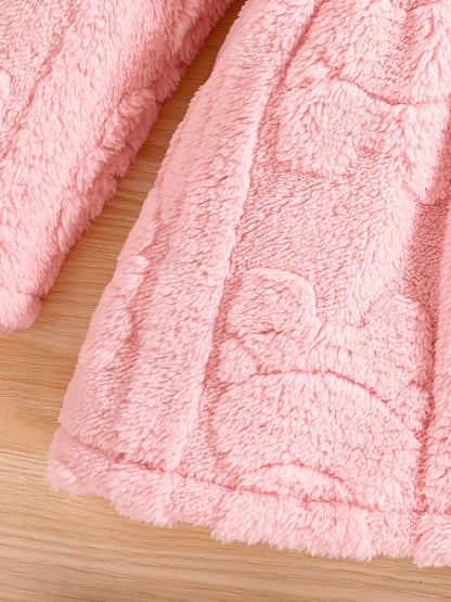 Girls spring and autumn children's fashion home casual warm pink velvet hooded coat 4-8Y1