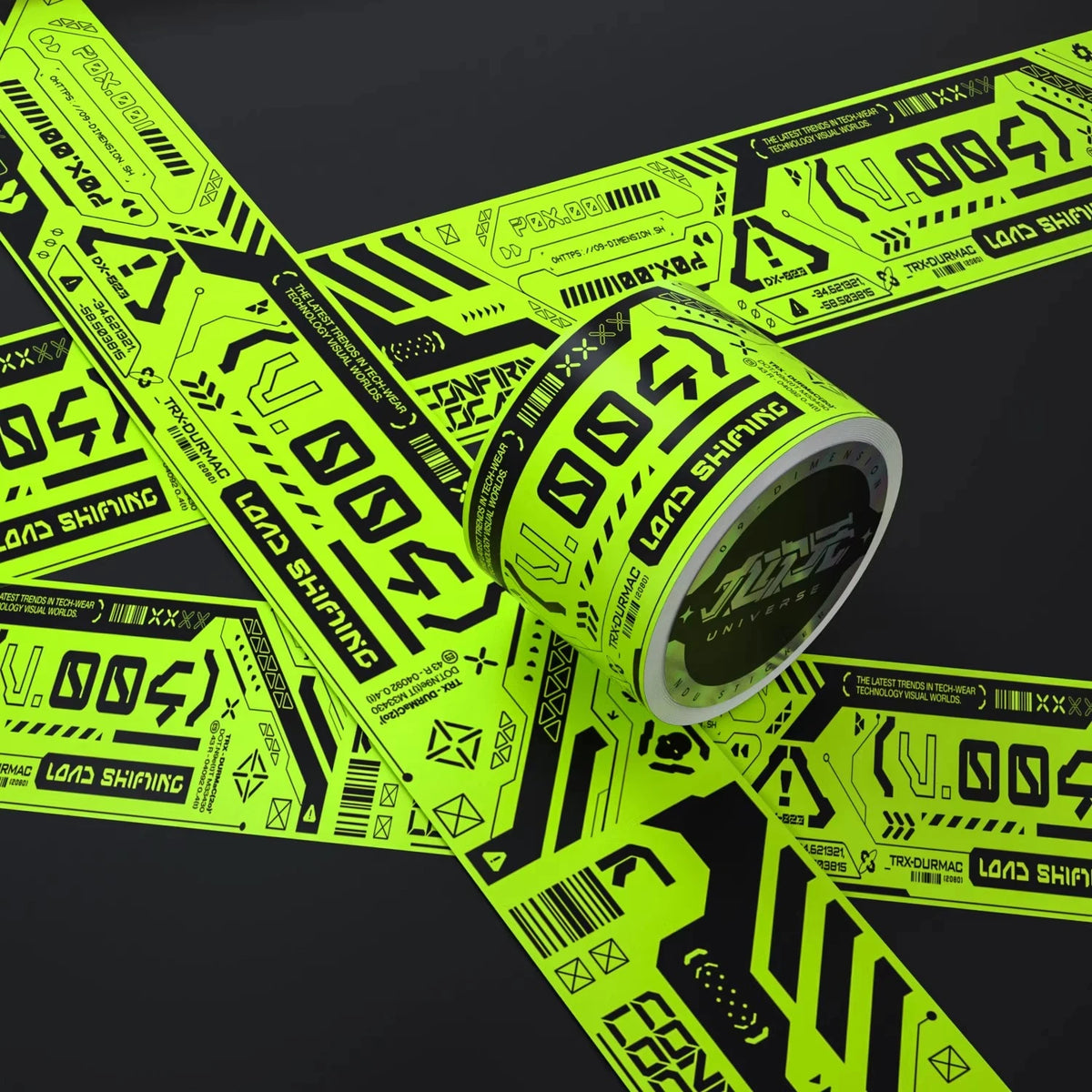 Cyberpunk Techwear Hazard Tape DIY Futuristic Sci-Fi Warning Decor Sticker Tape for Motorcycle Bike Luggage Skateboard Laptop