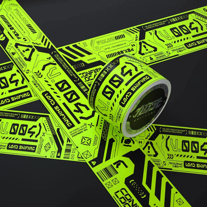 Cyberpunk Techwear Hazard Tape DIY Futuristic Sci-Fi Warning Decor Sticker Tape for Motorcycle Bike Luggage Skateboard Laptop