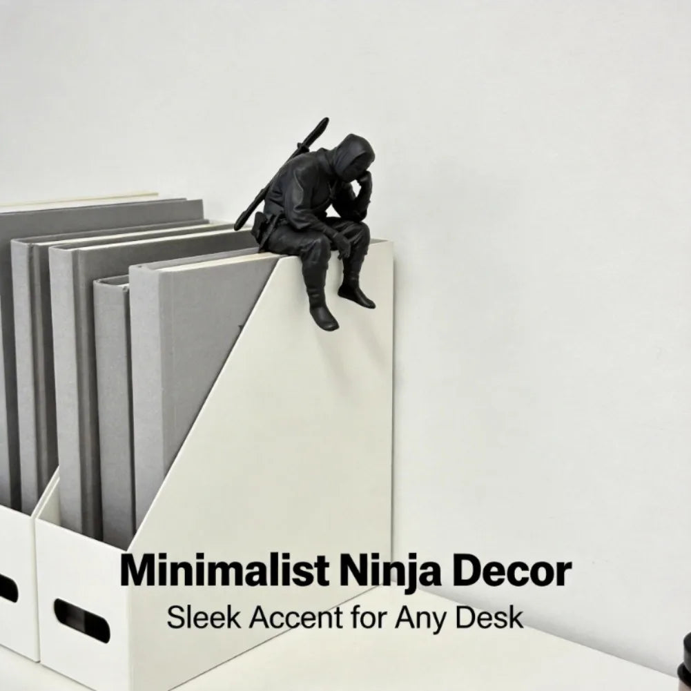 Japanese Seated Ninja Figurine 3D Printed Sad Healing Guardian Statue Wall Hanging Ornament Creative Desktop Home Office Decor