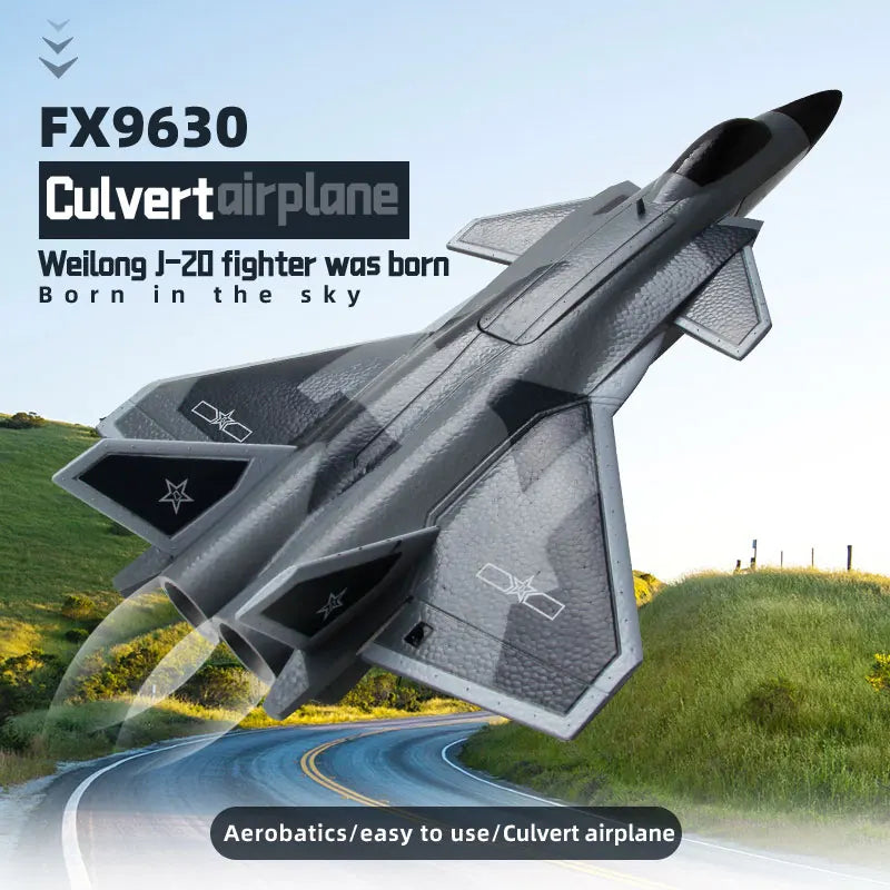 FX9630 J20 RC Plane Gyroscope Power Fighter Remote Control Airplane Anti-collision Soft Rubber Head Glider with Culvert Design