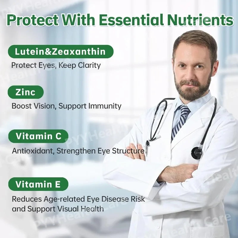 Lutein Eye Vitamins Capsules with Zeaxanthin Zinc Daily Eye Nutrition Supplement Eye Health Support for Adults 90 Count Bottle