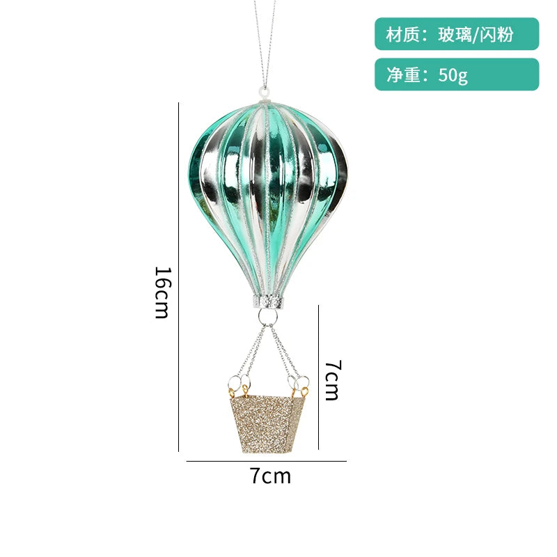 Christmas Decorations Creative Glass Painted Ornaments Astronaut Hot Air Balloon Globe Small Pendants Christmas Tree Hanging Decorations