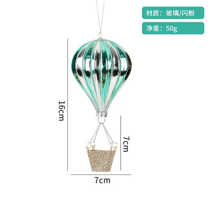 Christmas Decorations Creative Glass Painted Ornaments Astronaut Hot Air Balloon Globe Small Pendants Christmas Tree Hanging Decorations