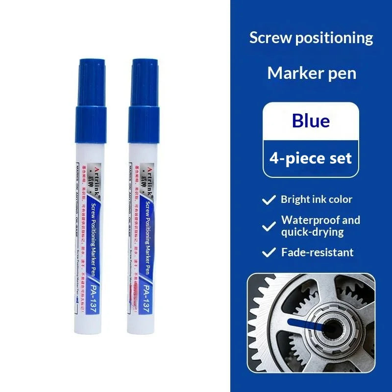 Screw Positioning Marker Pen Waterproof Quick Drying Permanent Marking Pen For Motorcycle Car Mechanical Maintenance Assembly