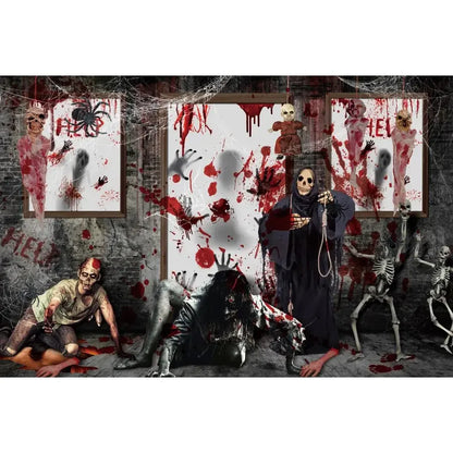 Horror Halloween Scary Blood Splatter Backdrop Red Blood Dripping Ghost Shadow Zombie Vampire Photography Background Studio