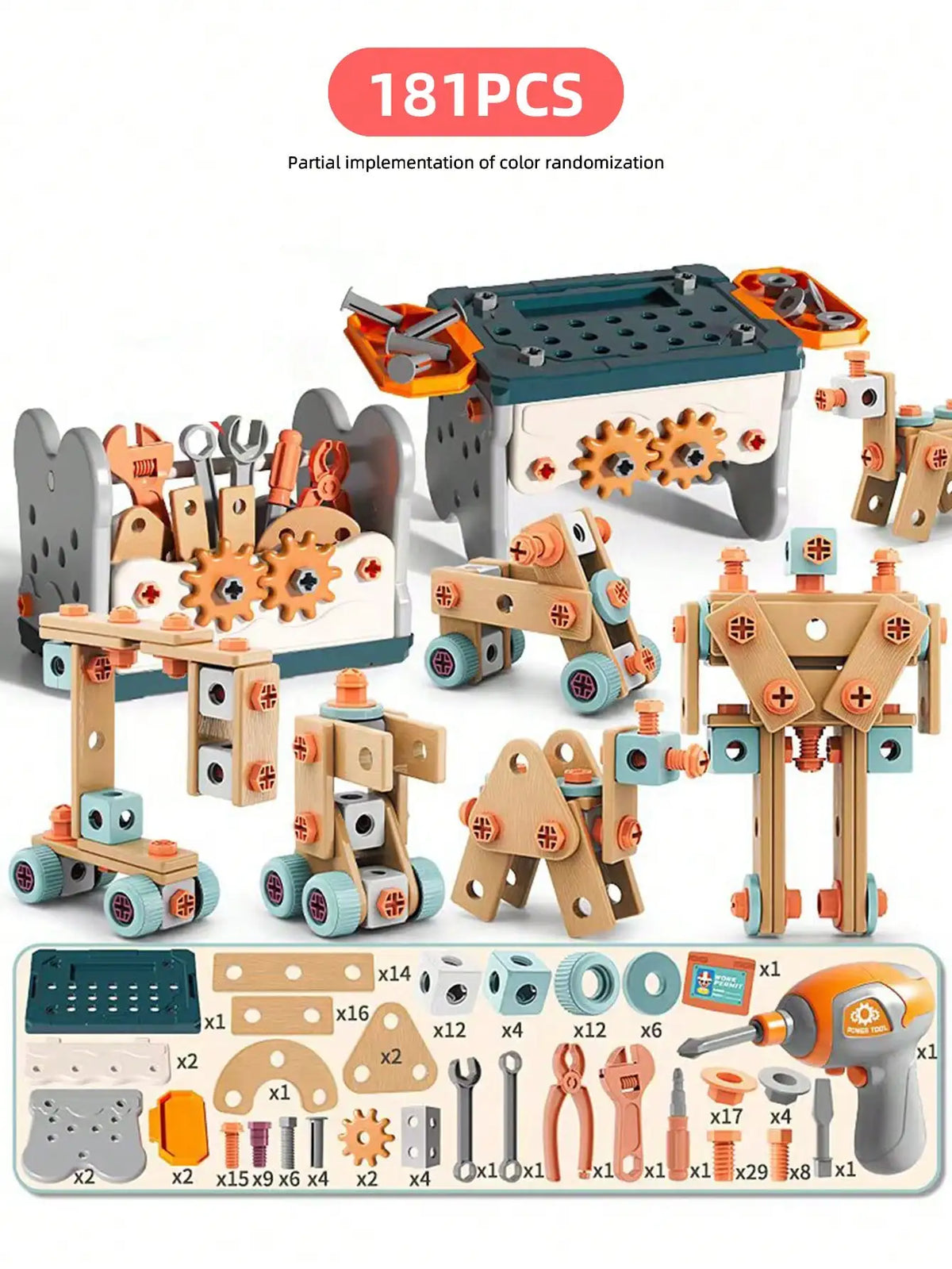Kids Tool Set Toys DIY Nut Assembly Pretend Play Repair Construction Tool Kit for Toddlers Educational Toys Boys Girls Xmas Gift