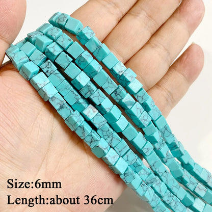 Blue Turquoise Stone Bead Irregular Round Oval Square Heart Loose Spacer DIY Beads Fit Jewelry Making Bracelet Necklace Handmade
