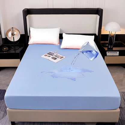 Kuup Safe Waterproof Mattress Protector Soft Comfortable Breathable Solid Color Fitted Bedding Cover No Pillowcases Included