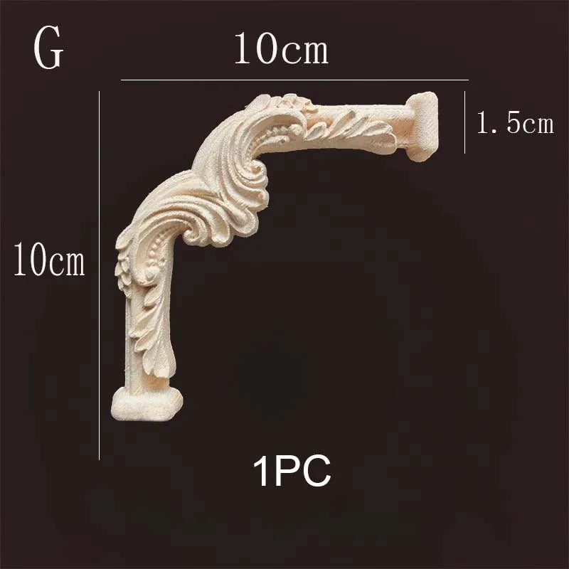 Natural Wood Corner Onlay Moldling European Style Home Decor Background Wall Applique Carved Figurine Living Room Decoration