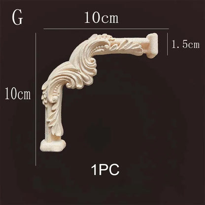 Natural Wood Corner Onlay Moldling European Style Home Decor Background Wall Applique Carved Figurine Living Room Decoration