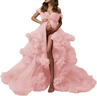 Sexy Maternity Gowns Photoshoot  Ruffles baby shower платье для беременных فساتين حوامل vestidos para embarazadas photoshoot