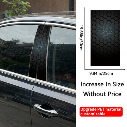 2PCS Textured Honeycomb Blue B-Pillar Car Stickers Waterproof Anti Scratch Vinyl Decals  Universal Styling Accessories