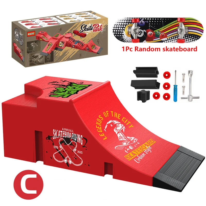 Finger Skateboard Children Toys Finger Sports Field Training Props Park Ramp Railings Slope Model Finger Skateboard Games