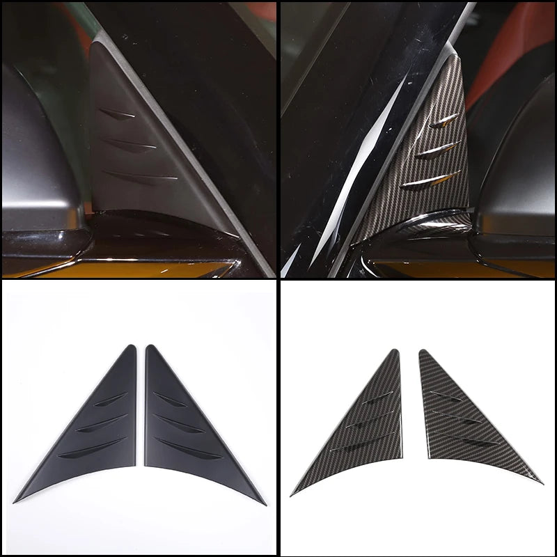 2Pcs Carbon Look Side Mirror Triangle Wind Deflector For Toyota Supra 2019-2025 A90 A91 Rearview Mirror Trim Cover ABS