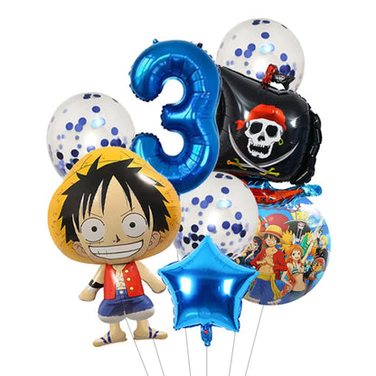 Anime One Piece Aluminum Film Balloons Luffy Shape Foil Balloon Boys Birthday Party Decoration Items
