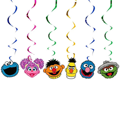 Birthday Party Decoration Set Supplies Cartoon Sesame Streets Birthday Party Supplies Tableware Balloon Cake Topper Banner Plate