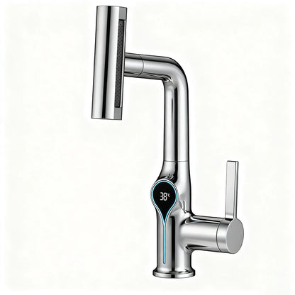 Multi Functional Waterfall Basin Faucet 4 Mode Mixer Tap Pull Out Nozzle Bathroom & kitchen Faucet Smart LED Display Sink Faucet