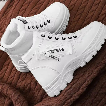 New Style Snow Boots for Men and Women Fashionable and Warm Thick Cotton Shoes Waterproof  Lace Up Mid Tube Cotton Boots 35-45