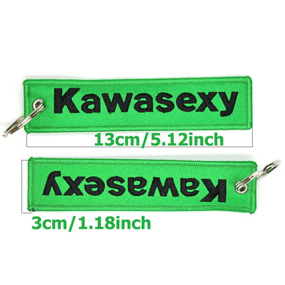 JDM Kawasexy Logo Key Chain For Kawasaki Motocycle Key Ring Cars Keychain Gifts Double Sided Embroidery Fashion Keychain