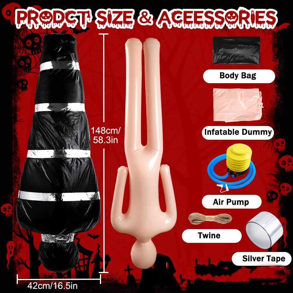 1 set Halloween Hanging Dead Props Decorations Scary Inflatable Fake Corpse Bag Halloween Bloody Victim Dead Body
