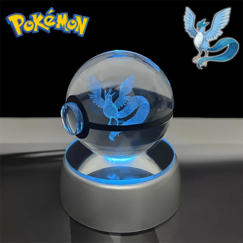 Pokemon 3D Crystal POKE BALL Figure Toys Snivy Dragonair Blastoise Venusaur Milotic Raichu Night Light LED Lamp Base Model Dolls