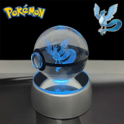 Pokemon 3D Crystal POKE BALL Figure Toys Snivy Dragonair Blastoise Venusaur Milotic Raichu Night Light LED Lamp Base Model Dolls