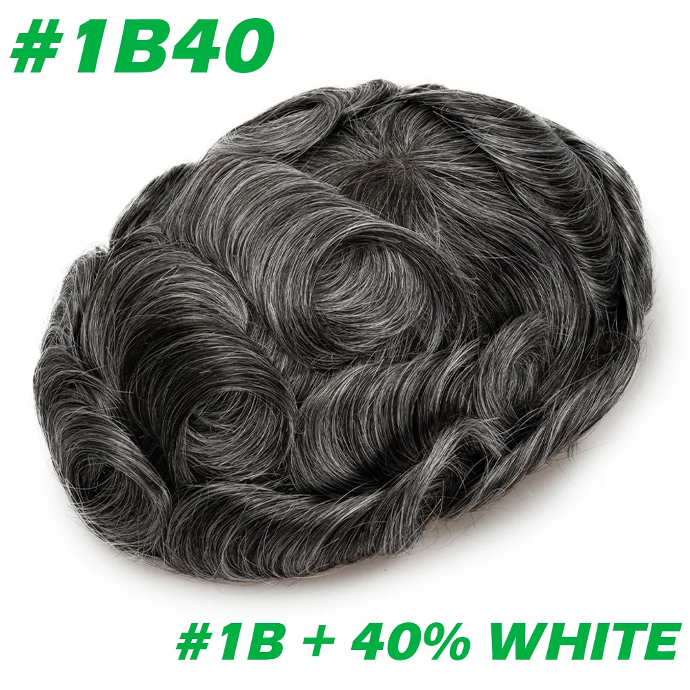 0.03mm Thin Skin Men's Wig 90% 100% Density Human Hair Men Toupee Capillary Prosthesis V Loop Natural Hairline for Hair Loss