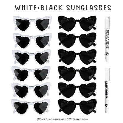 12-100Pcs Wedding Sunglasses for Guests Heart Shaped Sunglasses Bachelorette Party Glasses Bridal Shower Party Favors Photo Prop