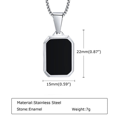 Trendy Pendant Necklaces for Men,Square Natural Stone Stainless Steel Necklaces,Hip Hop Healing Jewelry Gifts for Husband Dad