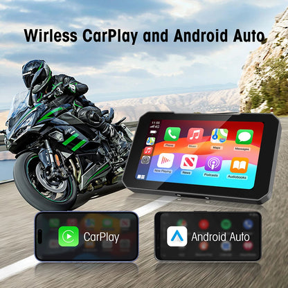 5inch Motorcycle  Screen Moto DVR GPS Navigation Wireless Carplay Android Auto IP67 Waterproof Moto