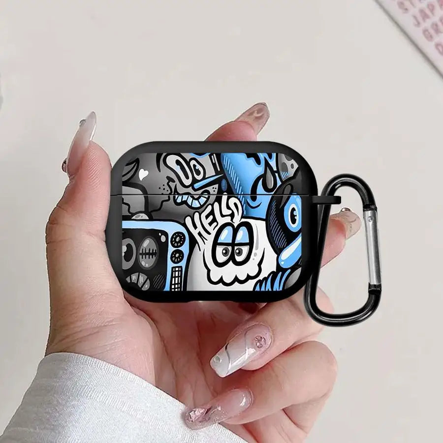 Case For Airpods 3 Pro3 4 Pro2 2 Pro 1 Earphone Cases Cover Super Cool Black Graffiti