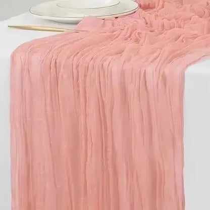 1PCS/6PCS 90*300CM Light Pink Cheesecloth Table Runner Boho Gauze Fabric Rustic Sheer Table Runners For Wedding Bridal Shower