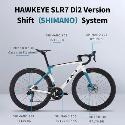 SAVA HAWKEYE SLR7 Full Carbon Fiber E-Shift Road Bike Ultra Light 8 kg with SHIMAN0 105 7170 Di2 Road Bike Racing 24 Speed