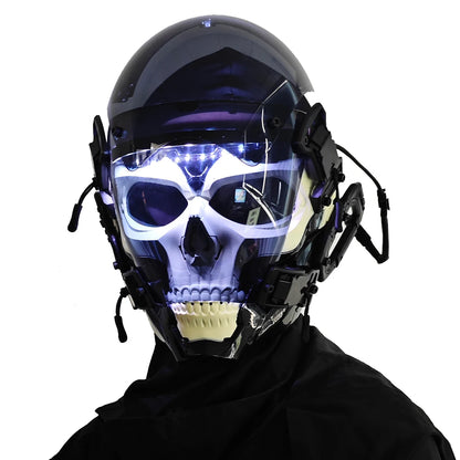 Led Luminous Skeleton Punk Mask Futuristic Techwear Disguise Helmet Gothic Cyber Teenagers Cosplay Masks Accessories