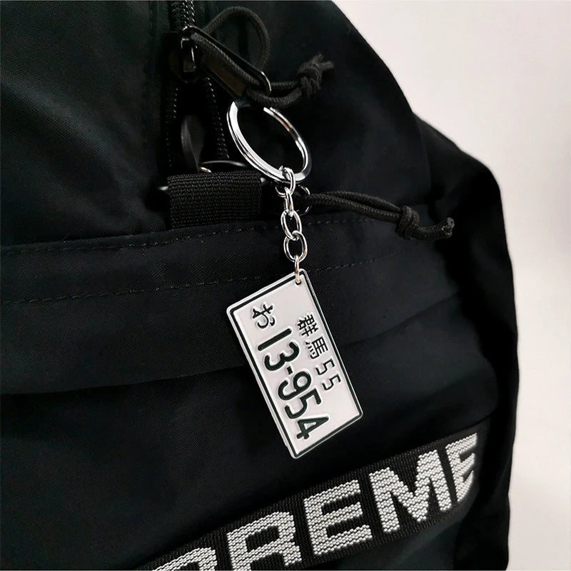 JDM Car Motorcycle Key Chain Simulation Alloy License Plate Keychain AE86 Fujiwara Tofu Surrounding Souvenir Pendant Key Rings