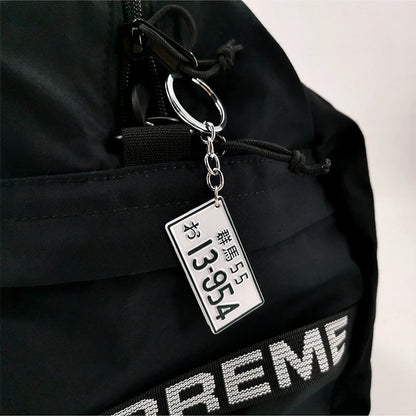 JDM Car Motorcycle Key Chain Simulation Alloy License Plate Keychain AE86 Fujiwara Tofu Surrounding Souvenir Pendant Key Rings