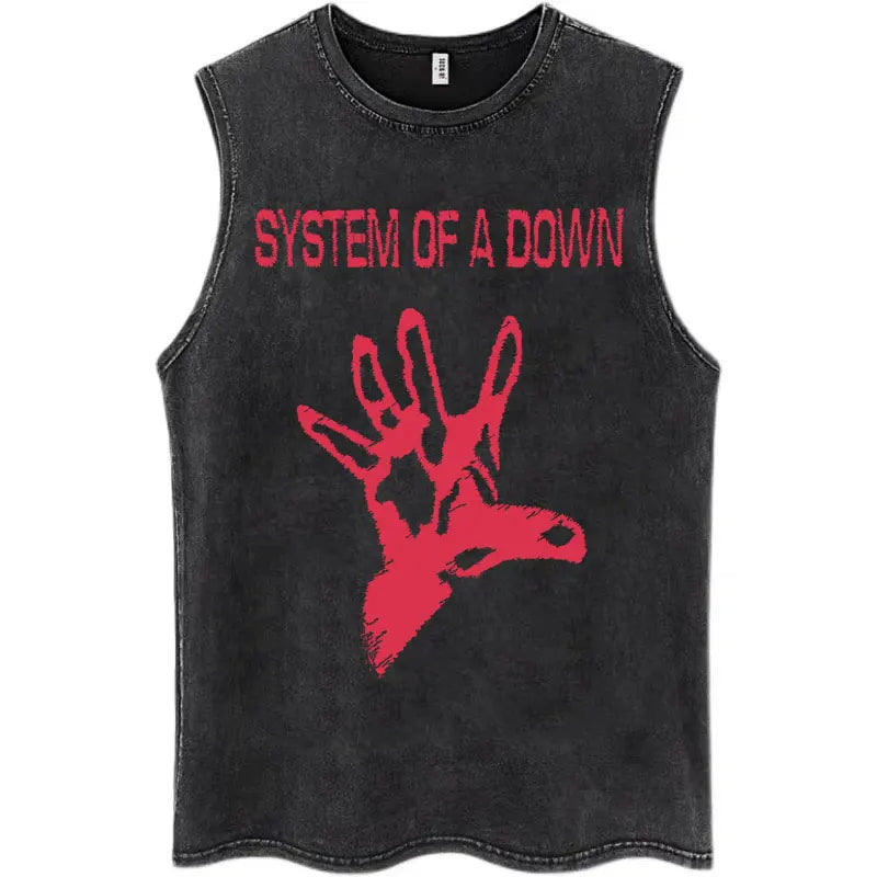 Washed Rock Band Tank Tops Men's Retro Hip Hop Sleeveless T-shirt Summer Oversized Cotton Vests Gifts Fans Gifts Streetwear Tops