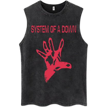 Washed Rock Band Tank Tops Men's Retro Hip Hop Sleeveless T-shirt Summer Oversized Cotton Vests Gifts Fans Gifts Streetwear Tops