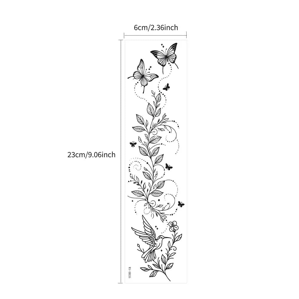 10pcs Black Flower Temporary Tattoos for Women Butterfly Fake Tattoos for Hand Arm Back Body Decor Long Lasting Tattoo Stickers