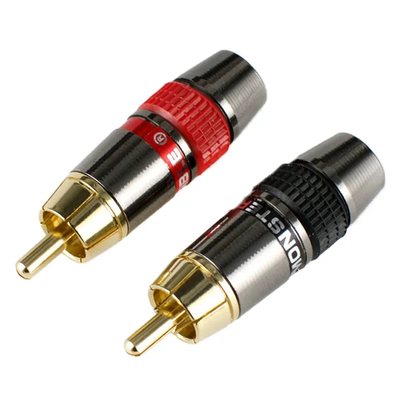 2/4/8/PCS Gold-Plated Monster Copper RCA Male Plug Lotus Solder Plug Extension Socket RCA Wiring Audio And Video Red Black