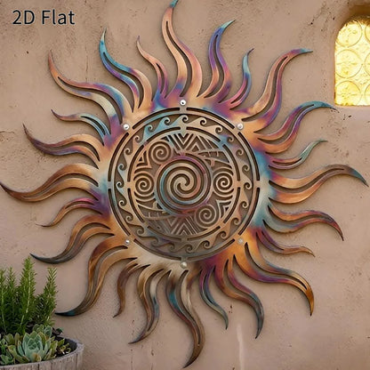 CIFBUY Iron Wall Art Rustic Boho Sunburst Waterproof Metal Sculpture For Home Garden Patio Outdoor Hanging Decor Ornament Gift
