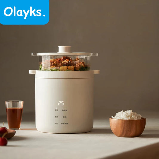 Olayks Rice Cooker Ceramic Glaze Liner Portable 220V Home Appliances Multi-function 1.2L Electric Rice Cooker Stew Soup Porridge