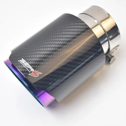 Purple Brunt Universal Car Stainless Steel Muffler Tip End Pipe Twill Glossy Fiber Carbon Accessory