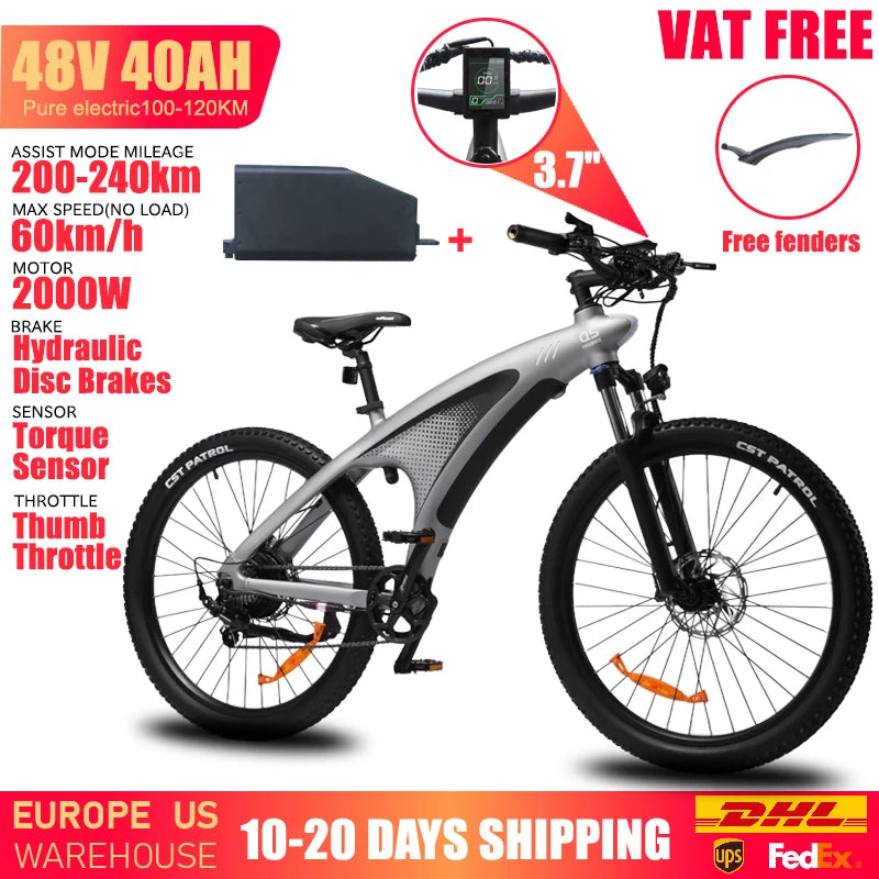 HUANCI Q5 Electric Bike for Adults Mountain Tire E Bike 48V 20Ah Battery Electric Bicycle for Commuting Long Range