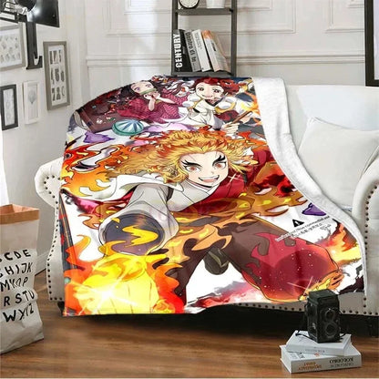 Demon Slayer Anime Flannel Blanket 2026 All Season Double-sided Printed Throw, Soft Warm Fashion Nap Blanket for Home