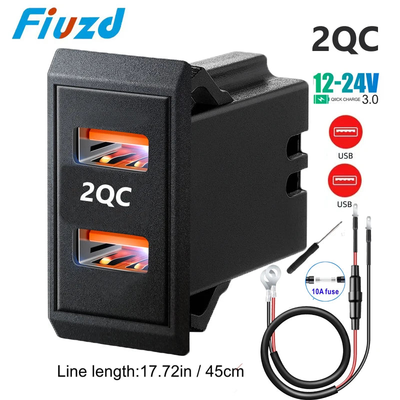 Power Socket 12V 24V USB Outlet 54W Dual PD USB-C Port Quick Charge 3.0 USB Charger Socket for passat b8 b7 b6 b5 accessories